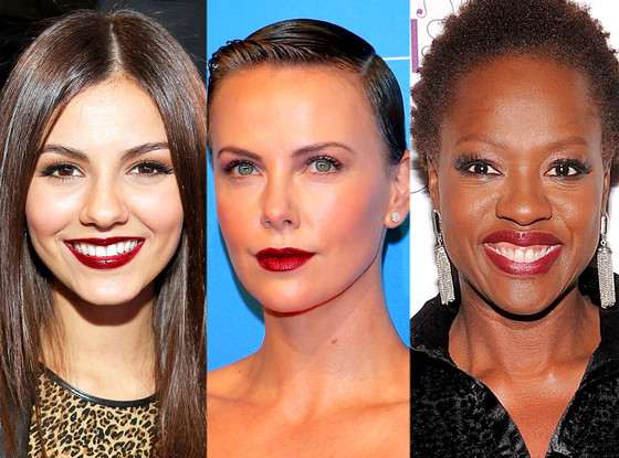 Dark Lips: Victoria Justice, Charlize Theron, Viola Davis Dark Lips: Victoria Justice, Charlize Theron, Viola Davis